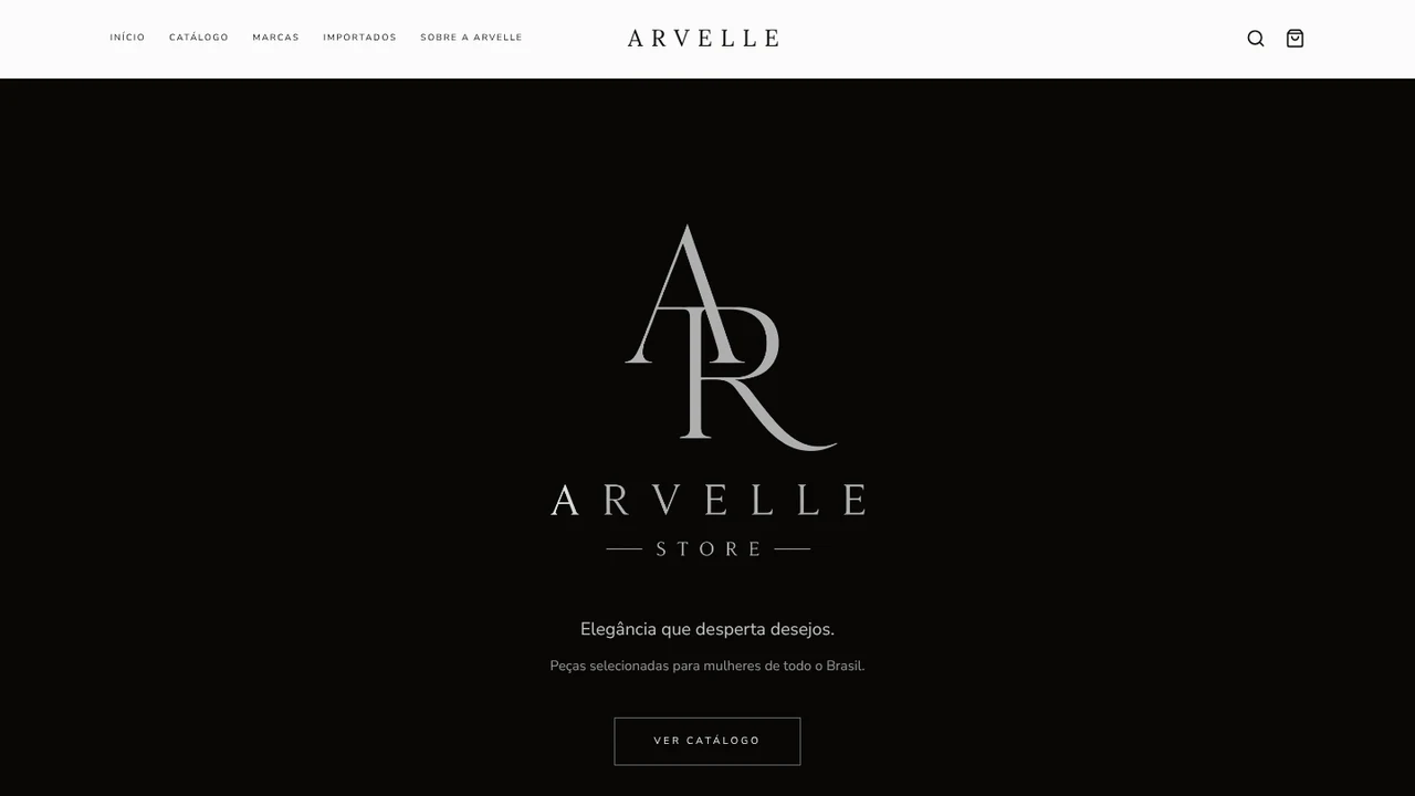 Página inicial da loja Arvelle Store